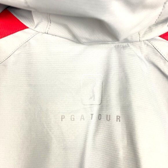 PGA TOUR Men's Red Grey Colorblock Hooded Full Zip Windbreaker Golf Jacket US S - Picture 6 of 11